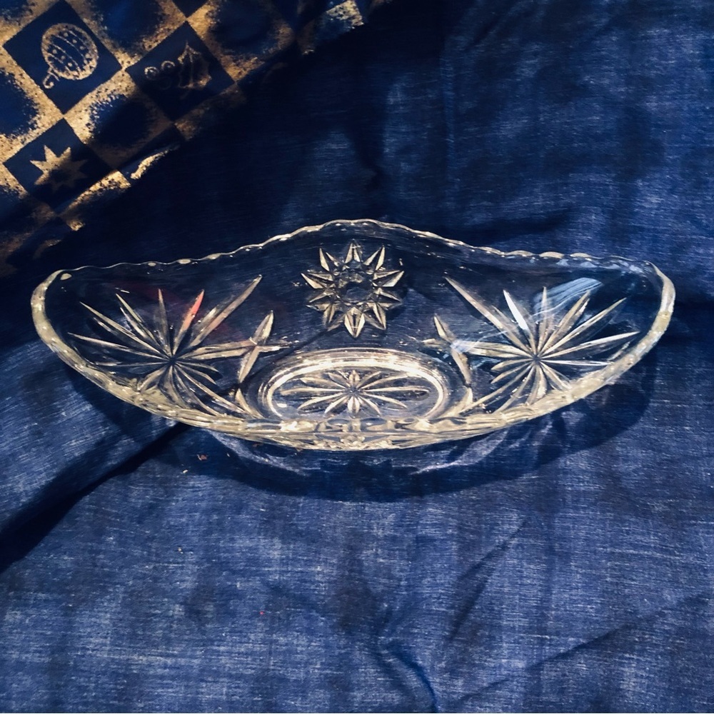 Intricate Cut Glass Decorative starburst candy dish
